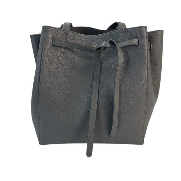 Celine Gray Soft Grained Calfskin Belt Cabas Phantom Shoulder Bag - Picture 2 of 10